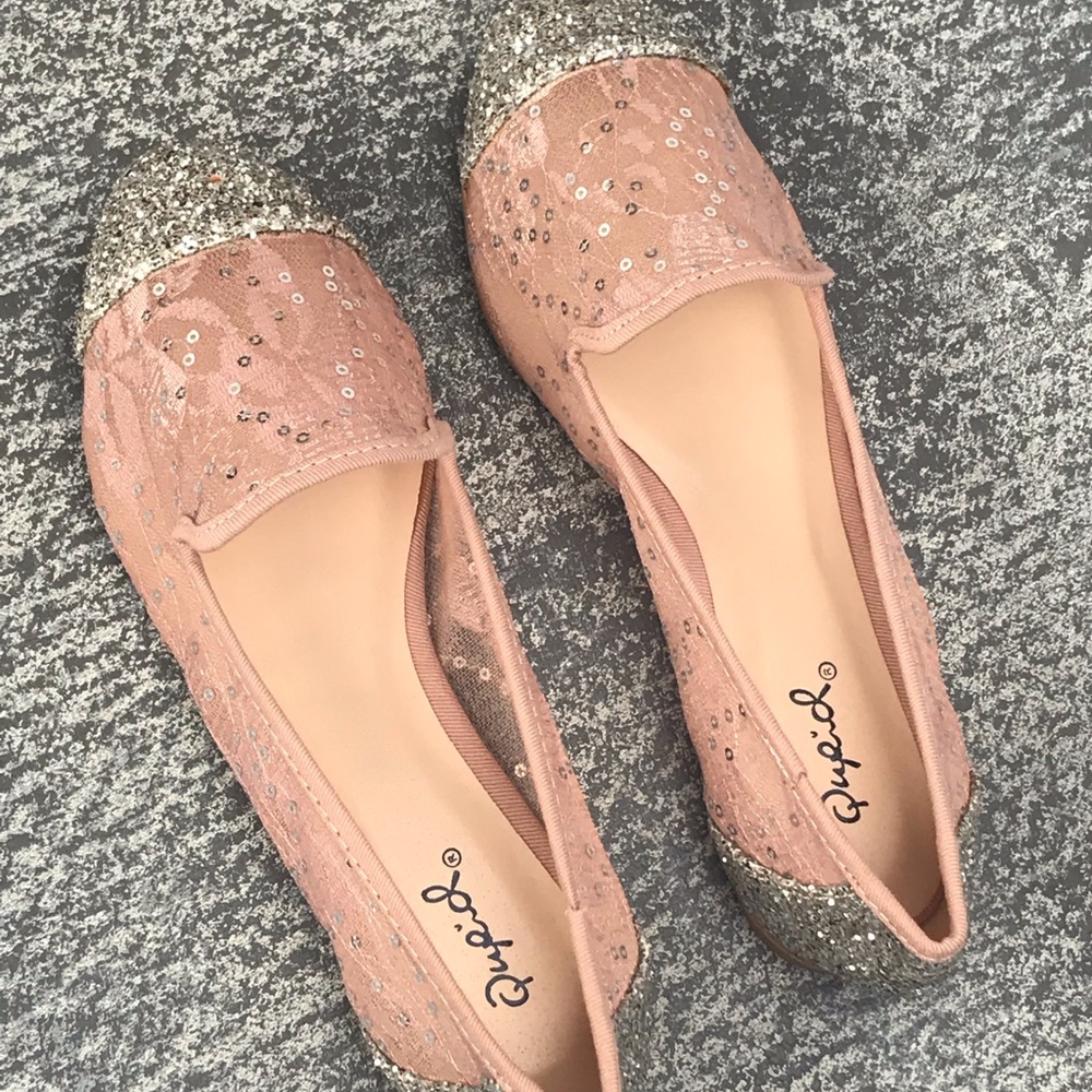💥NEW ARRIVAL SALE💥Pink & Glitter Dressy Flats - Picture 3 of 7